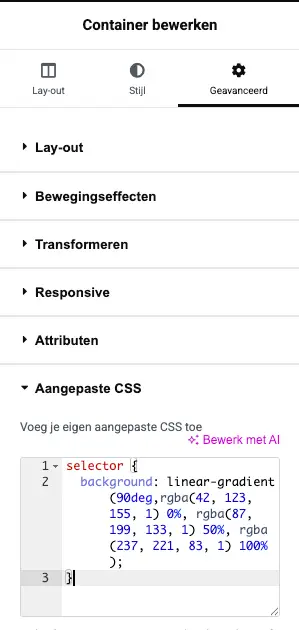 Voorbeeld - waar plak je custom css in elementor pro